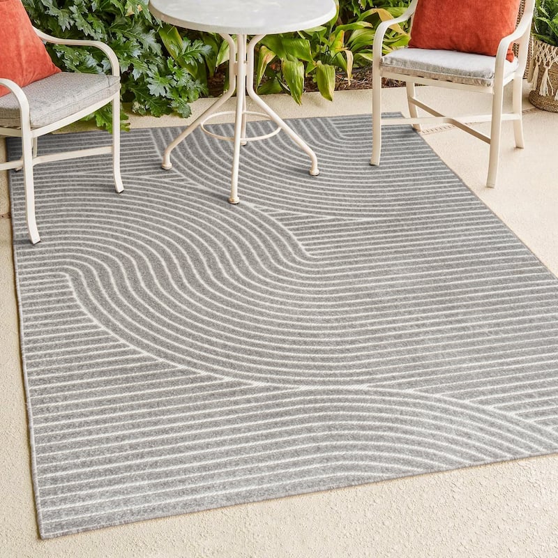 JONATHAN Y Odense Minimalist Curve Geometric Gray/Ivory Area Rug