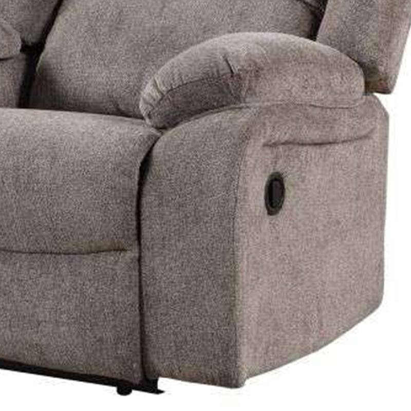 Cem Manual Reclining Loveseat, Pillow Tufted, Mocha Gray Chenille