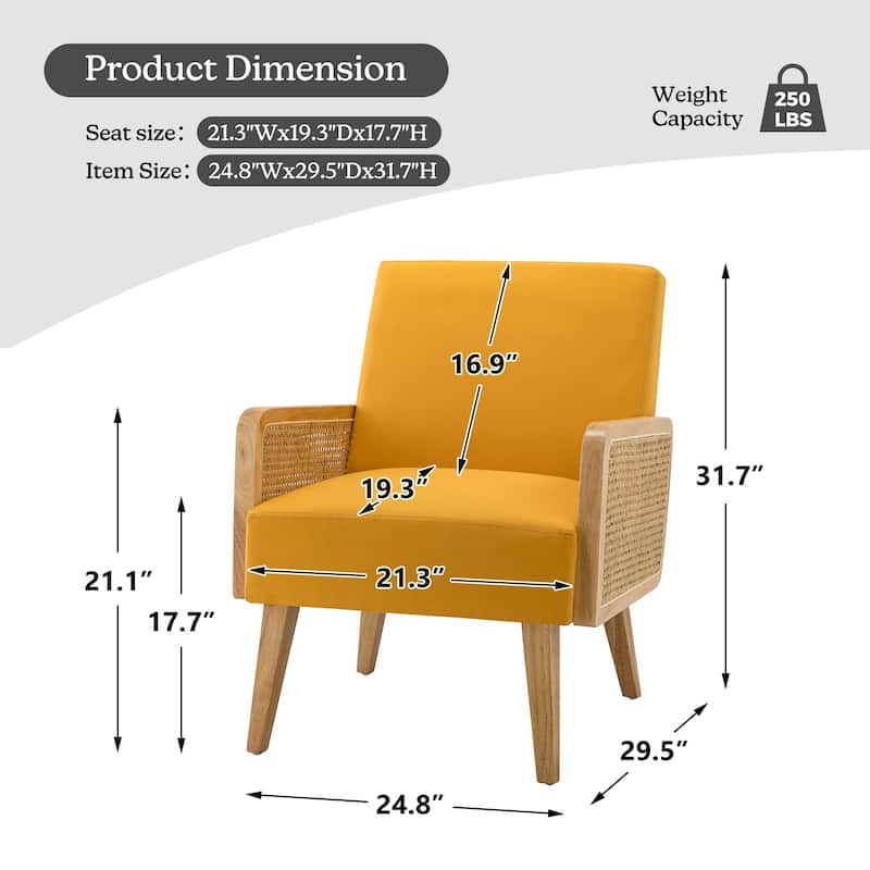 Carmina Upholstered Accent Chair with Natural Rattan Arms by HULALA HOME