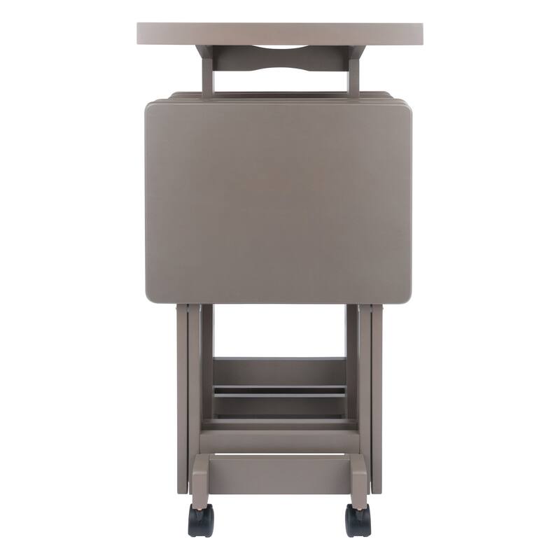 Isabelle 6-Pc Snack Table Set with Removable Serving Tray Oyster Gray