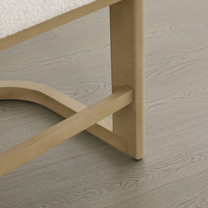 Spruce & Spring Arya Upholstered Boucle Counter Stool with Solid Wood Frame