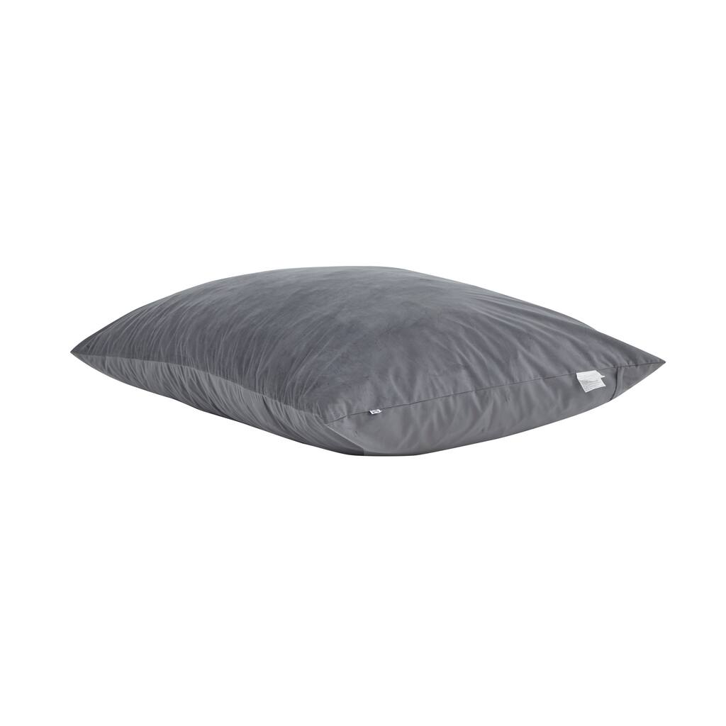 68 Inch Bean Bag, Square Shape, Foam Filling, Polyester Upholstery, Gray