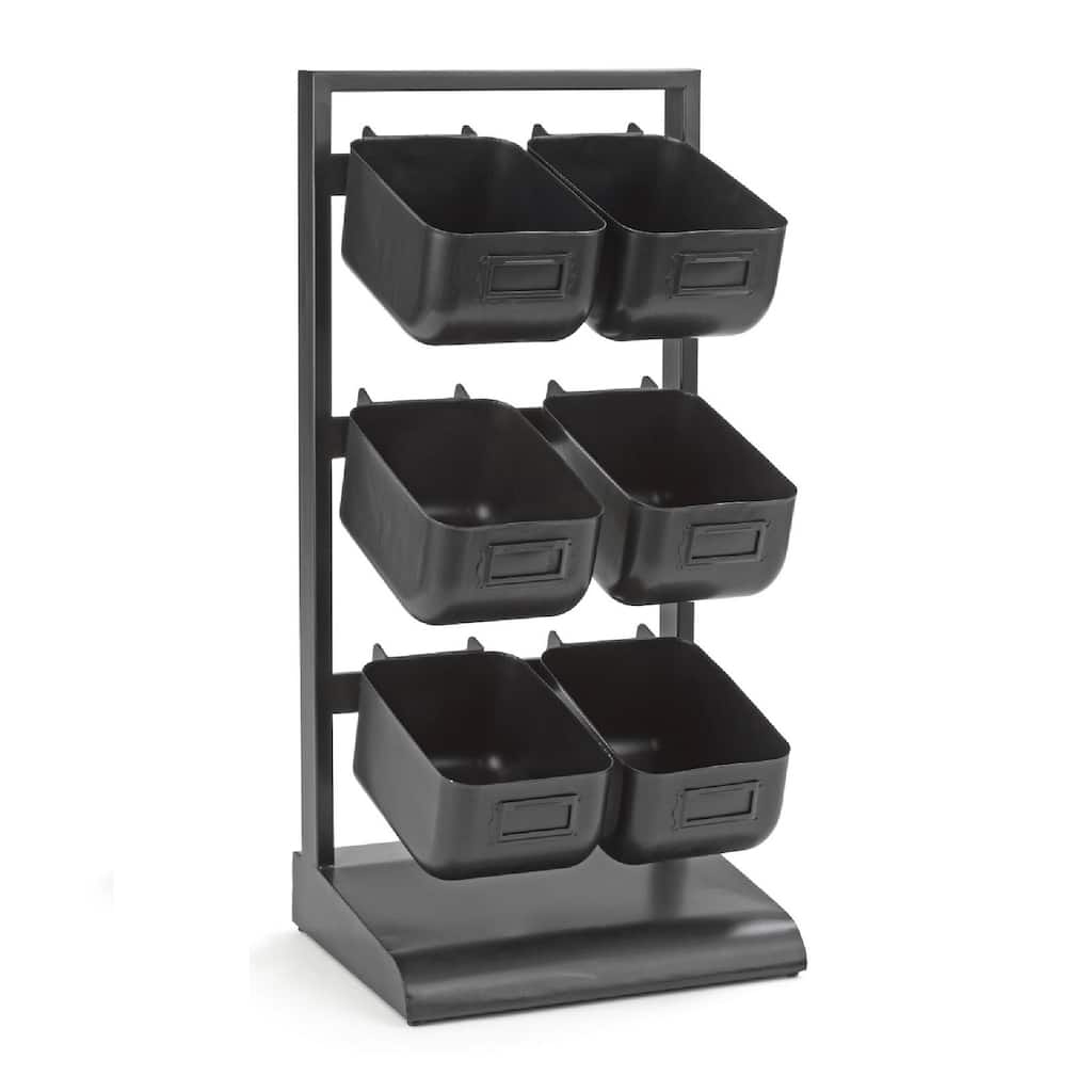 6 Bin Black Metal Tabletop Organizer
