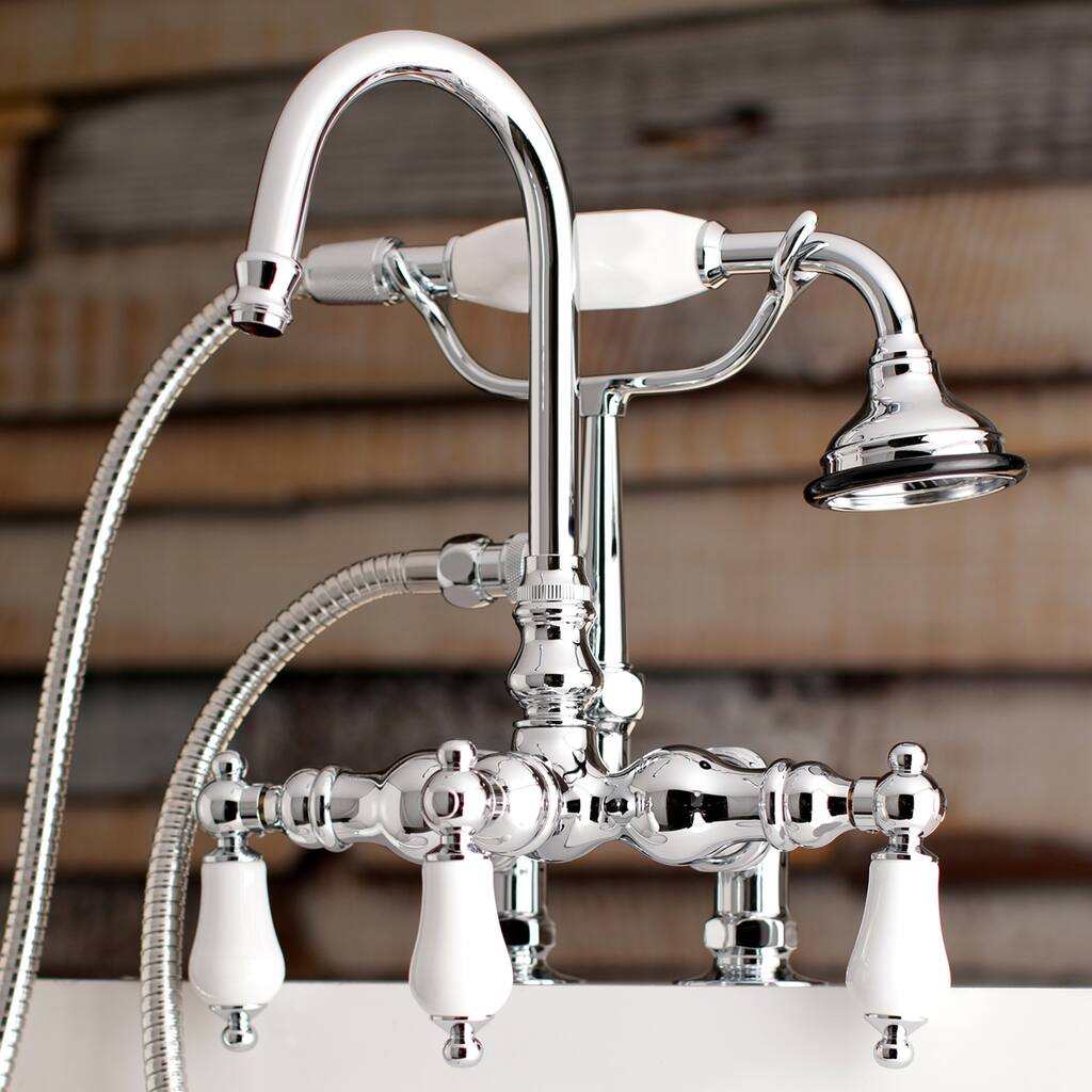 Aqua Vintage Clawfoot Tub Faucet with Hand Shower in Polished Chrome