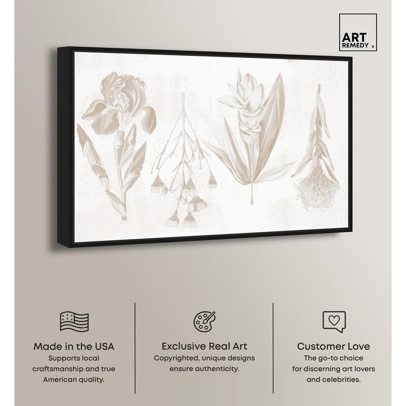 White Pressed Flora Canvas by Art Remedy