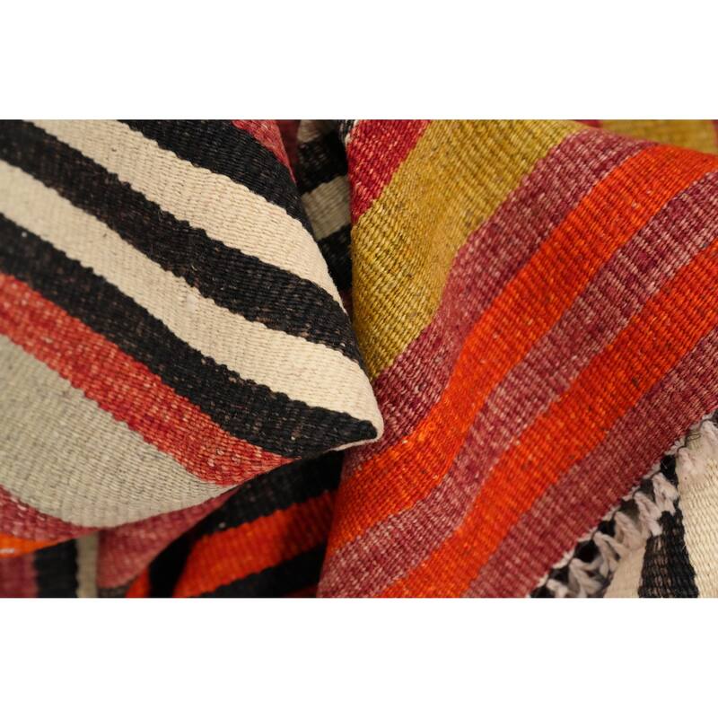 Hand Woven Oriental 100% Wool Carpet Southwestern Geometric Multi-Colored Kilim Area Rug - 7' 0'' X 4' 10''