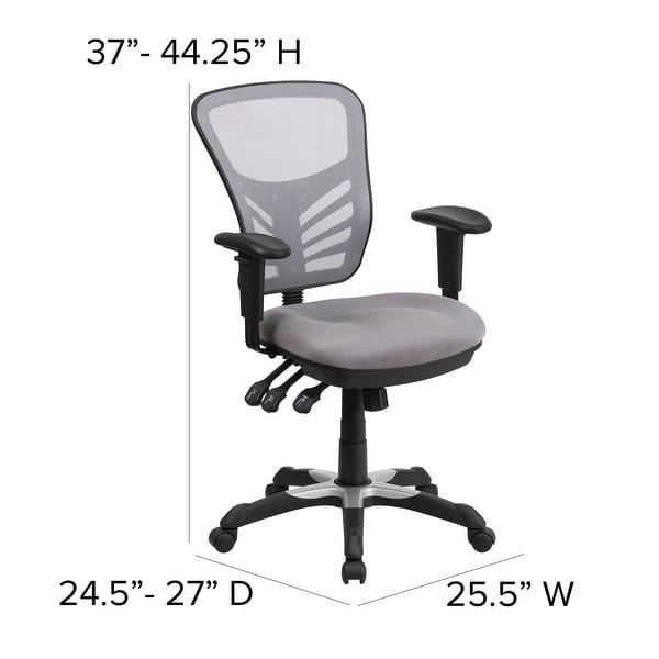 dimension image slide 12 of 13, Nicholas Mid-Back Blue Mesh Multifunction Executive Swivel Ergonomic Office Chair with Adjustable Arms
