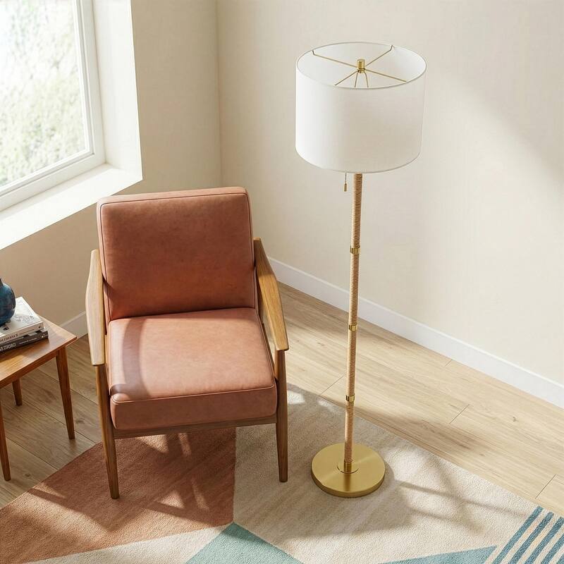 Natural Radiance Wood and Rattan Floor Lamp