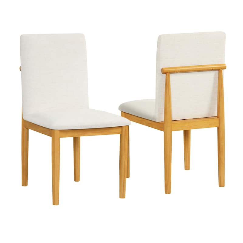 HomePop Modern Upholstered dining chair - Cream Textured Woven (Set of 2) - Cream Textured Woven