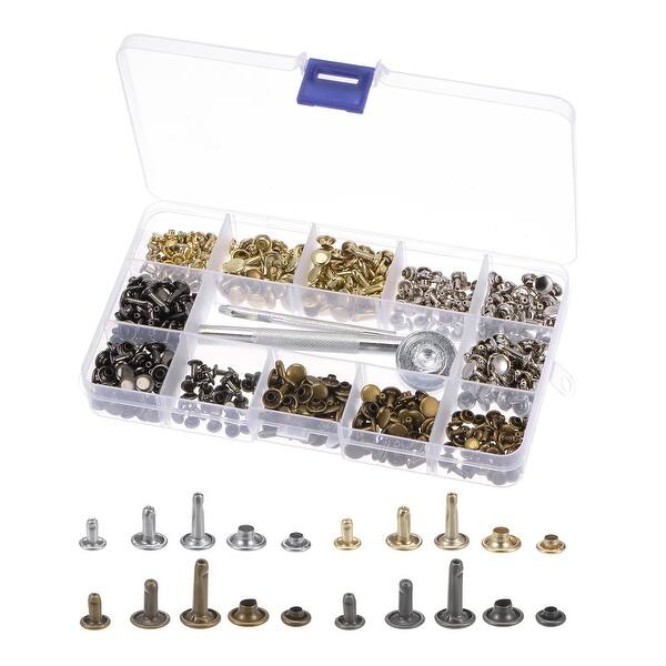 Shower Rivets 240 Set Leather Rivets Kit 4 Colors 3 Sizes with 3PCS Setting Tools for ...