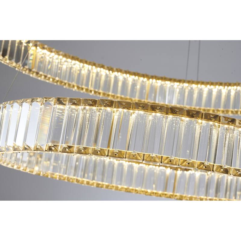 LED Gold 2 Tier Halo Ring Chandelier
