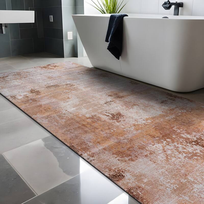 Beverly Rug Queen Abstract Non-Slip Rubber Back Washable Indoor Area Rug