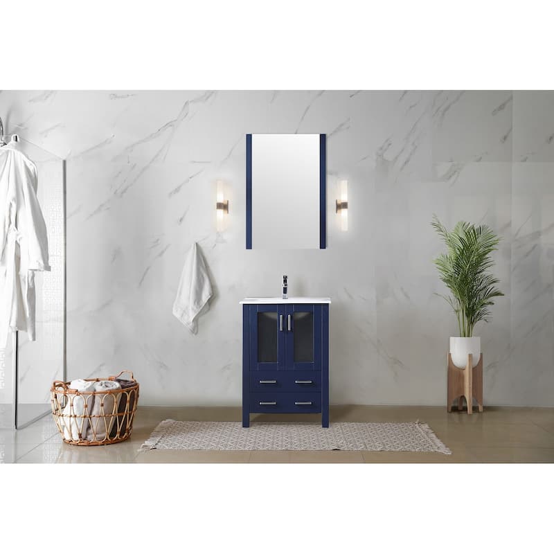 Volez Bath Vanity, White Ceramic Top and Mirror