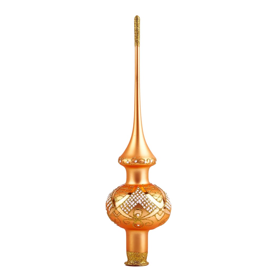 STP Goods Golden Pattern Glass Christmas Tree Top - Made In Ukraine