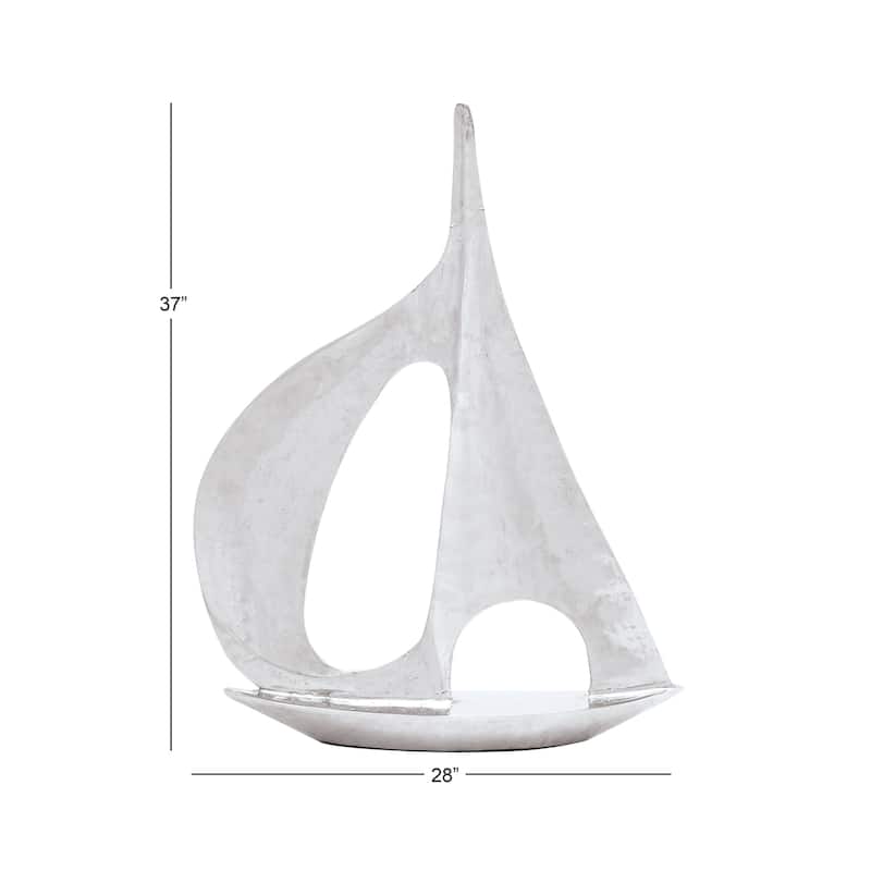 Aluminum Metal Sail Boat Decorative Sculpture - Silver - Roche River Decor
