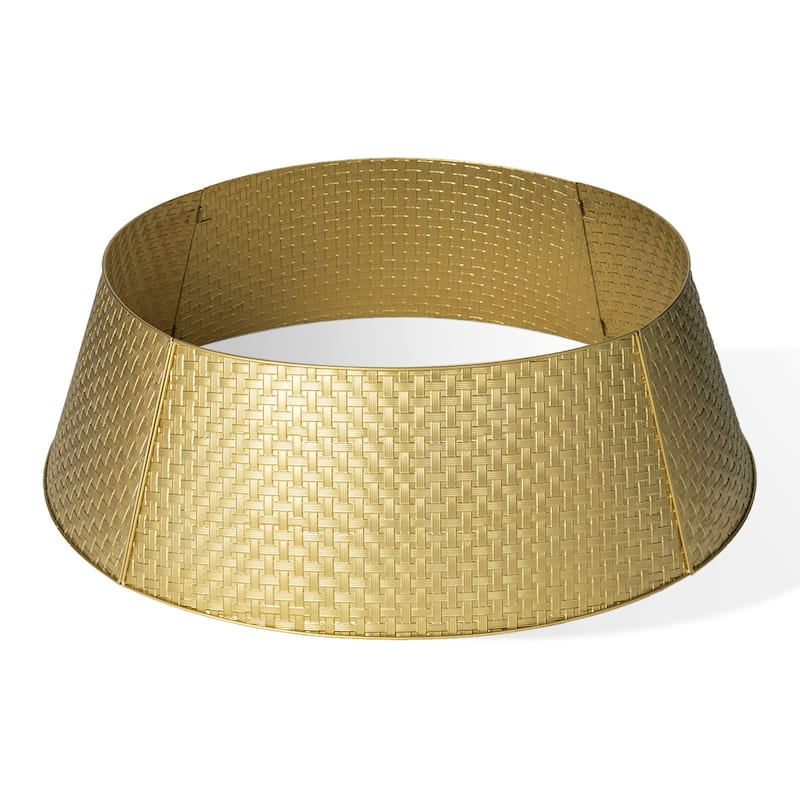 Glitzhome 40.5"D Gold Metal Weave Christmas Tree Collar - 40.5"