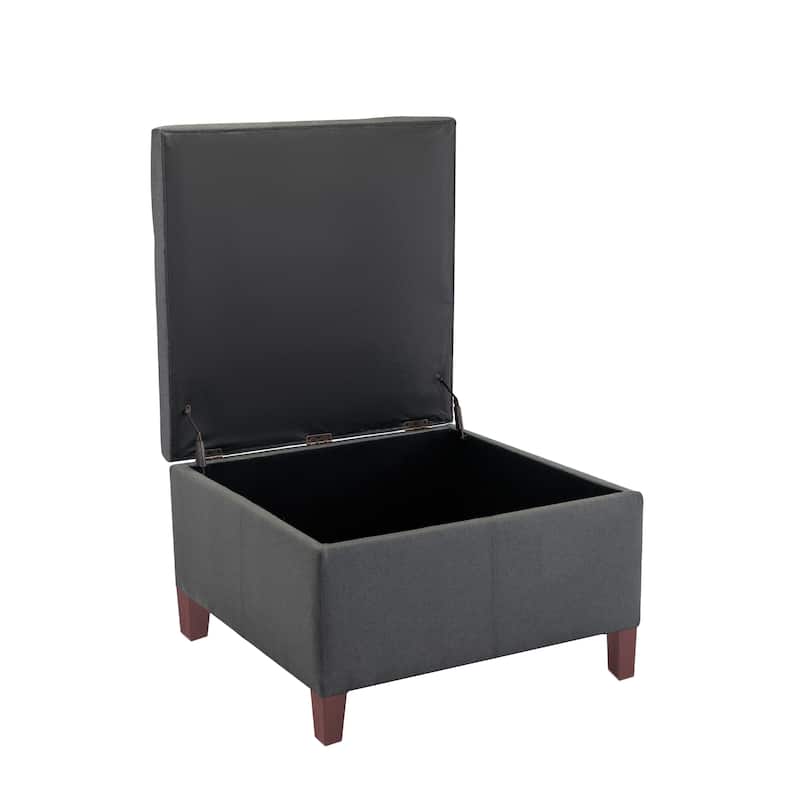 Porthos Home Jamar Fabric Square Storage Ottoman with Rubberwood Legs