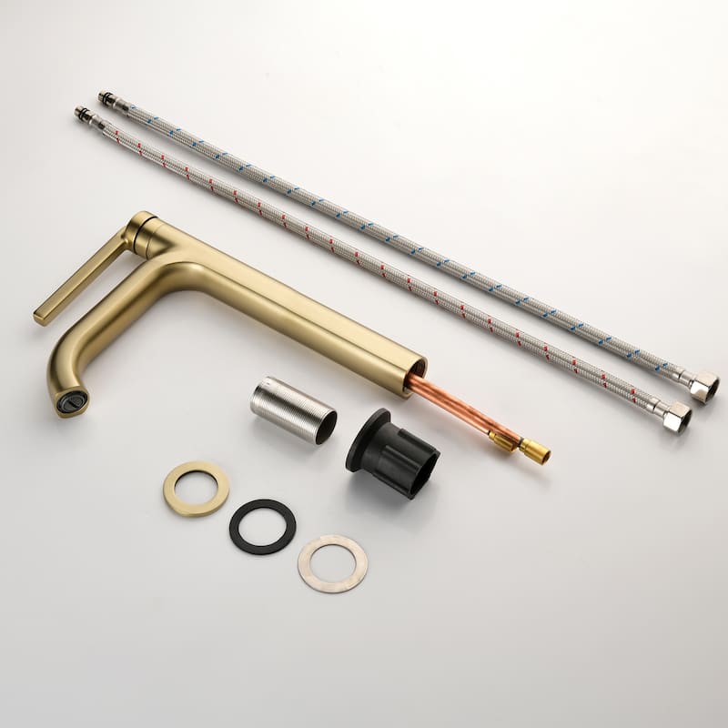 9-12" H Solid Brass Single Handle Bathroom Sink Faucet
