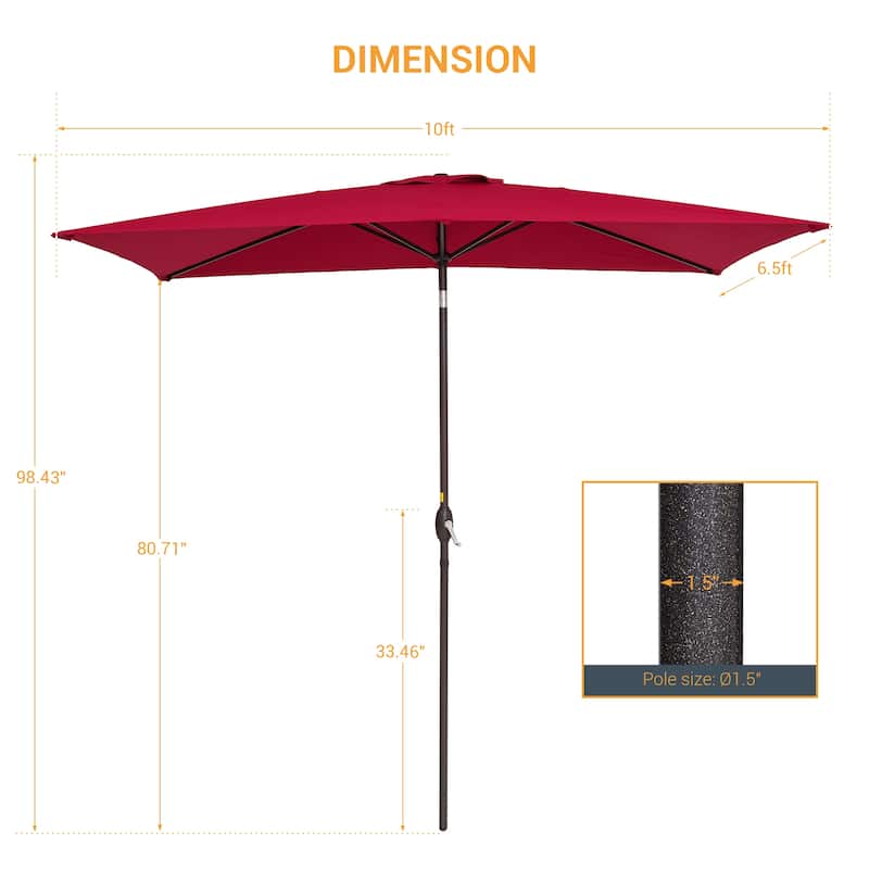 LIVOOSUN 10x6.5ft Patio Market Umbrella Aluminum Table Umbrellas
