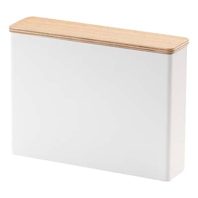 Yamazaki Home Coffee Filter Case - Size 04, Steel and Wood, 04 Coffee Filters, Lid - L 2.05 x W 8.27 x H 6.1 inches