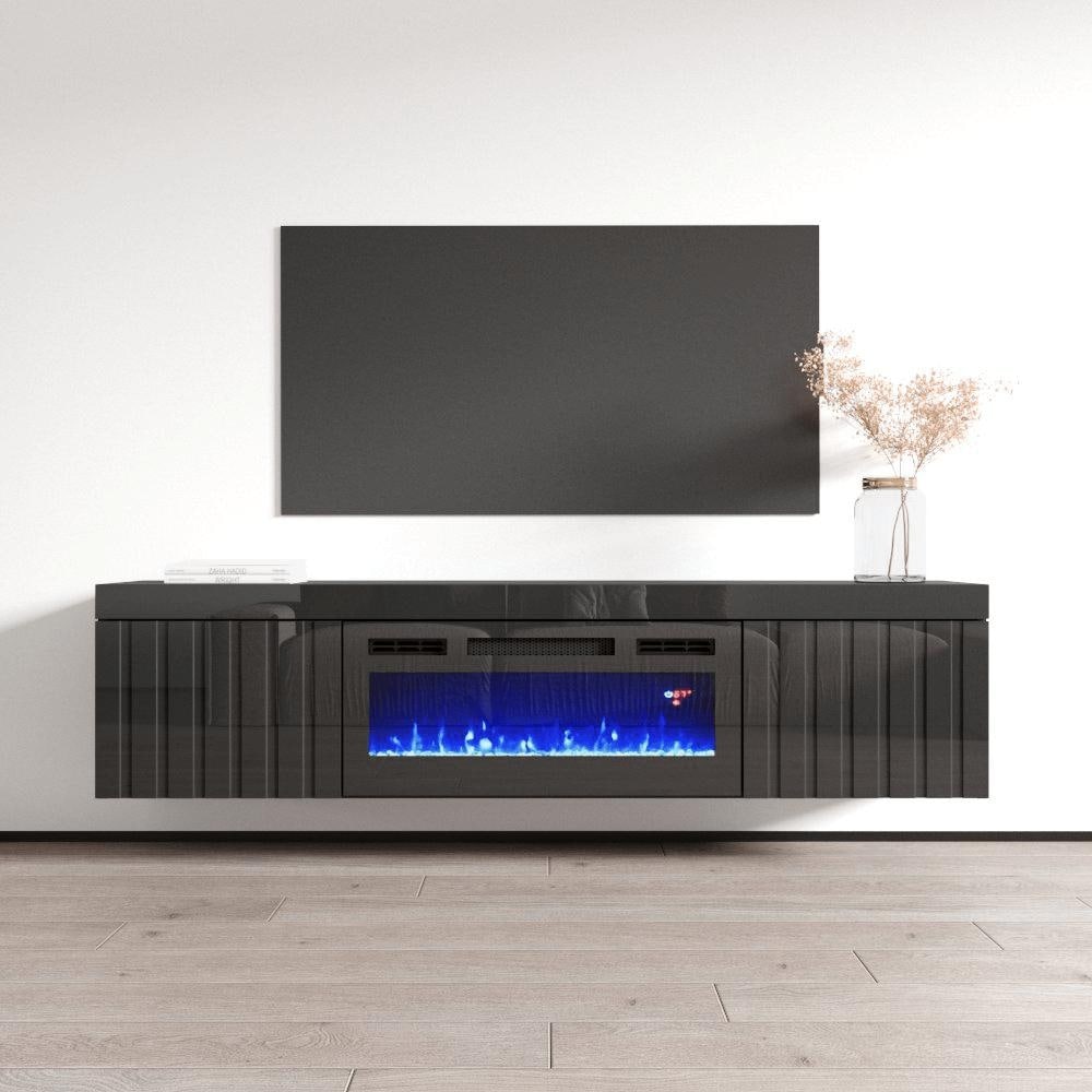 Meble Furniture Knoxville 71" Electric Fireplace TV Stand with LED Flames and Remote Control for up to 80" TVs