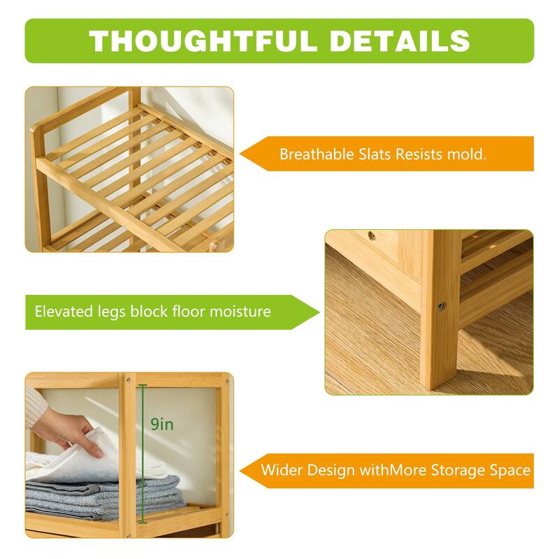 Laundry Hamper with 2-Tier Shelves & Tilt Out Basket, Laundry Baskets Organizer Hampers Bathroom Storage Shelf (2 Tier - Large)