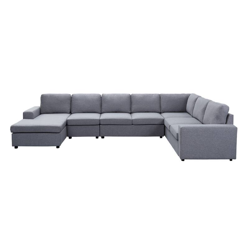 Fenie 7 Seat Reversible Modular Sectional Sofa Chaise, Gray, 147 Inch
