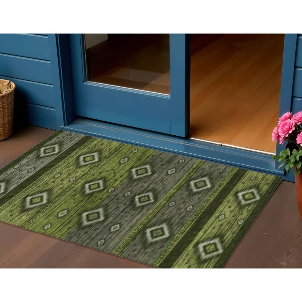 HomeRoots Tribal Transitional Rectangle Outdoor Rug