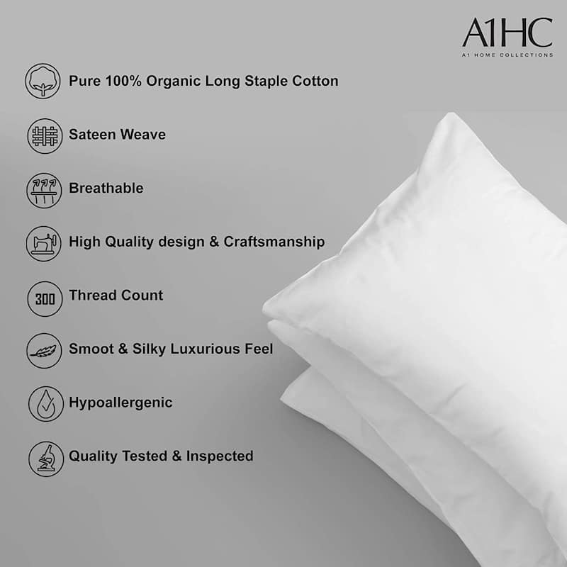 Organic Cotton Wrinkle Resistant Pillow Case Pair 20" X 32"