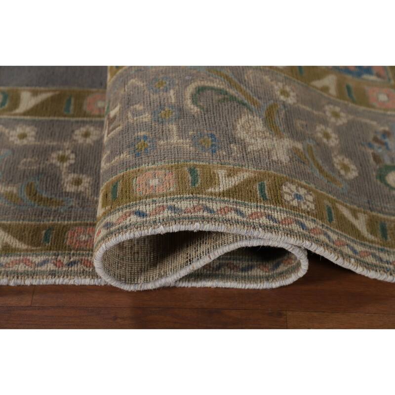 Gray Tabriz Vintage Persian Area Rug Hand-Knotted Wool Carpet - 6'6" x 9'8"