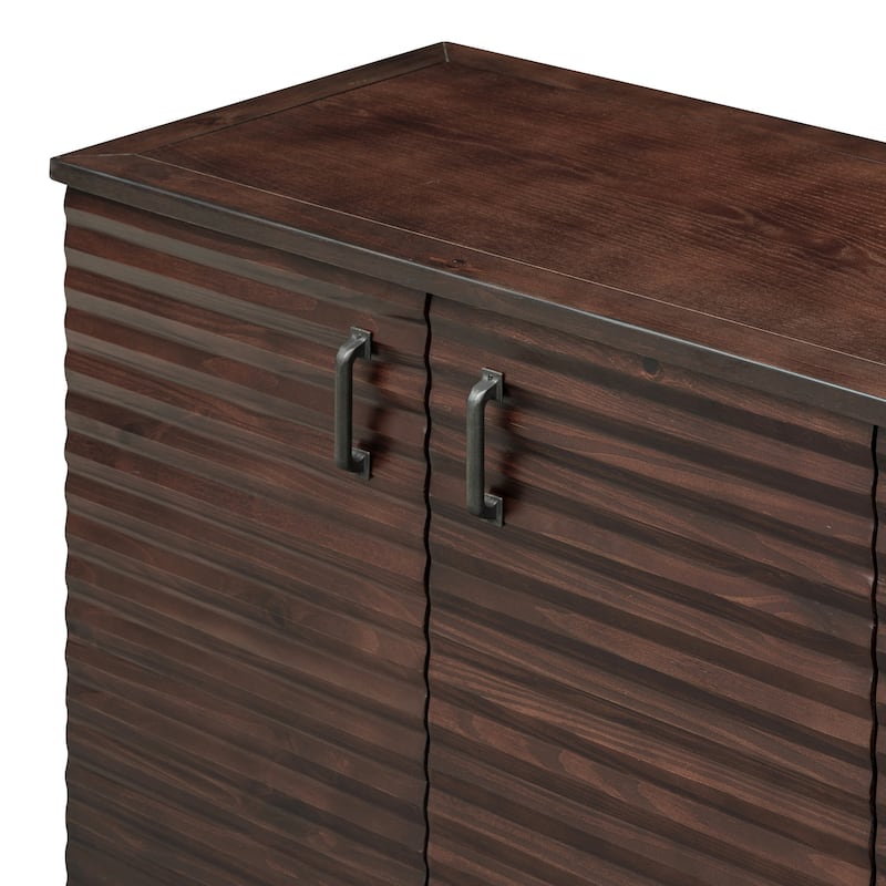 Sideboard with 4 Door Large Storage Buffet with Adjustable Shelves and Metal Handles for Kitchen
