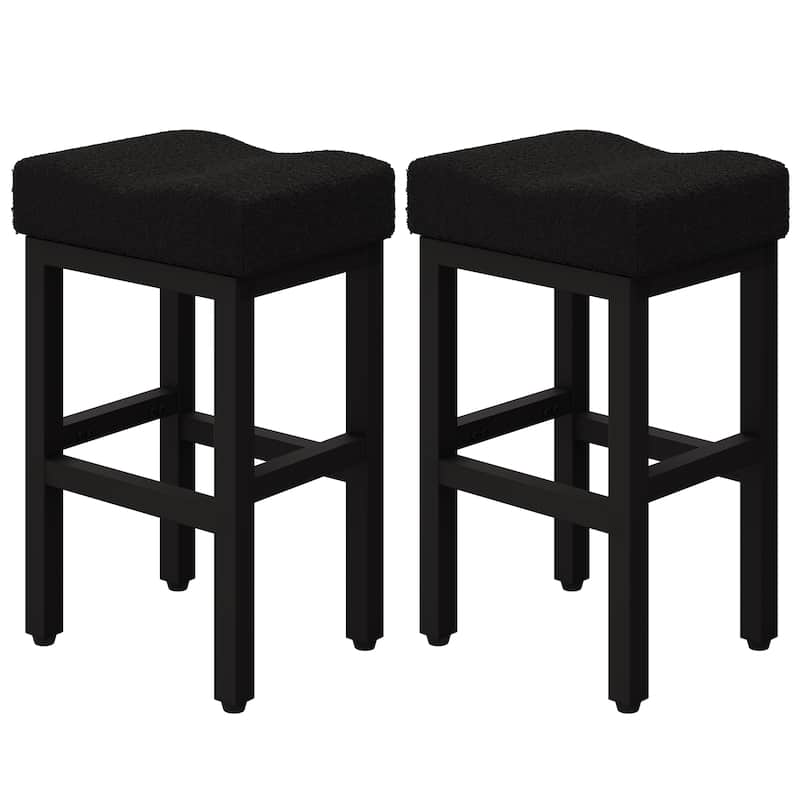 XINMICS Bar Stools, 27 Inches Modern Counter Height Bar Stools, Metal Legs Backless Upholstered Saddle Stool Chair