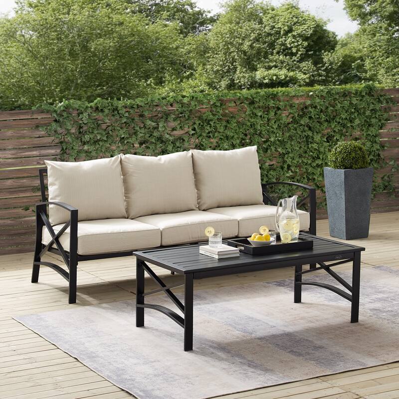 Crosley Kaplan 2Pc Outdoor Sofa Set - 79 W x 65 D x 32 H - Oatmeal
