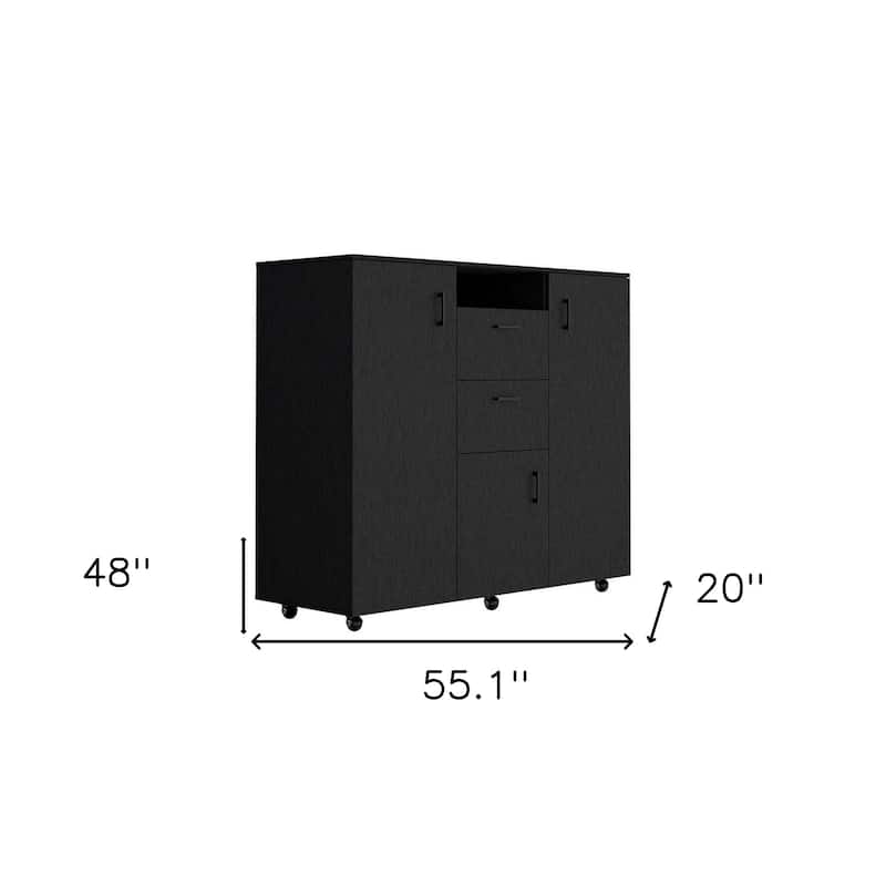 HomeRoots 55" Black Two Drawer Combo Dresser