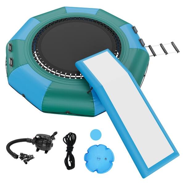 slide 2 of 7, Inflatable Water Bouncer Kid Adult Floating Rebounder for Pool Lake Water Sports - 10ft 10ft