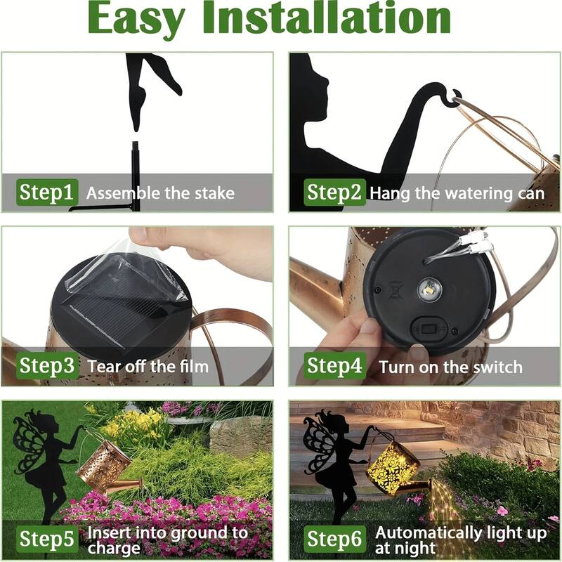 Warm light 1 PCS Fairy Garden Decor Light with Solar Watering Can