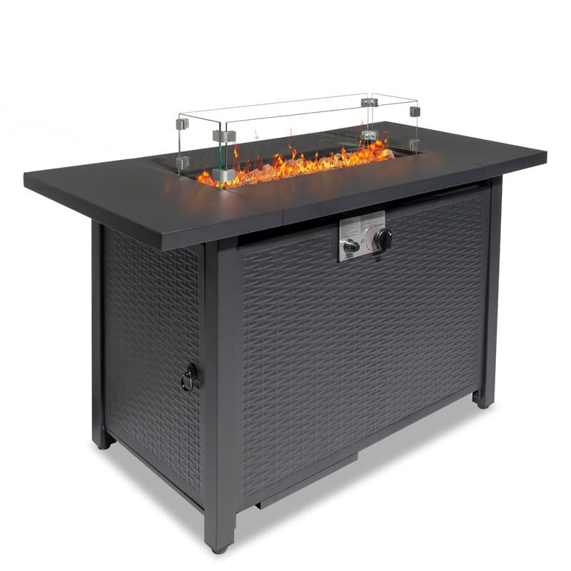 50,000 BTU 43 inch Outdoor Fire Pit Table with Cover - 43"x22 2"x24.8" WDH