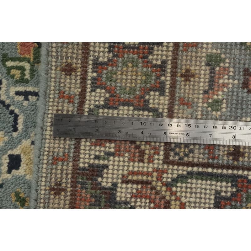 Hand-knotted Transitional Wool Carpet Blue Oushak Rug Oriental Carpet Floral Area Rug Oriental Carpet - 5' 0'' X 2' 11''