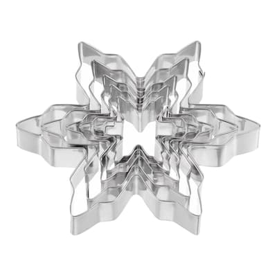 5pcs Cookie Cutters, Snowflake Shaped Stainless Steel Biscuit Cookie Cutter - Silver