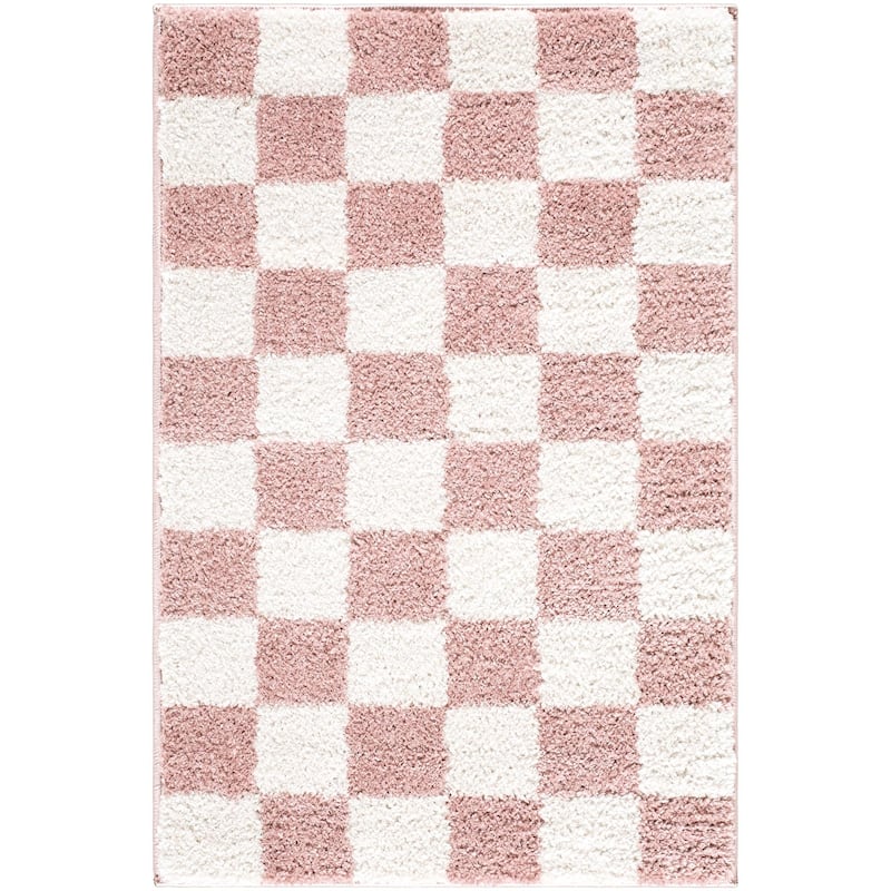 Livabliss Scandinavian Fossay Shag Stripe Washable Area Rug - 2'7" x 7'3" - Rose/Ivory - Runner