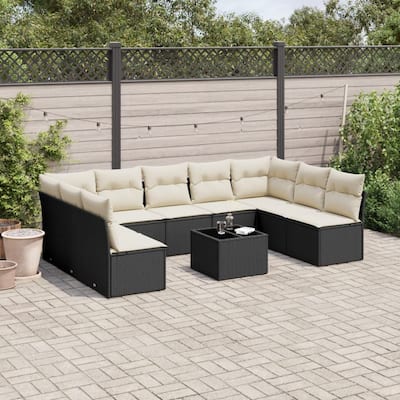 vidaXL Garden Sofa Set Black - 21.7 x 21.7 x 14.6