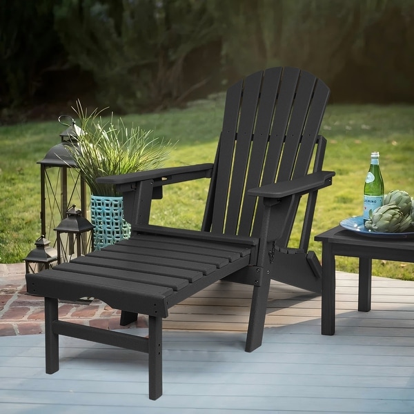 Vrakae Folding and Adjustable Adirondack Chair with Ottoman - On