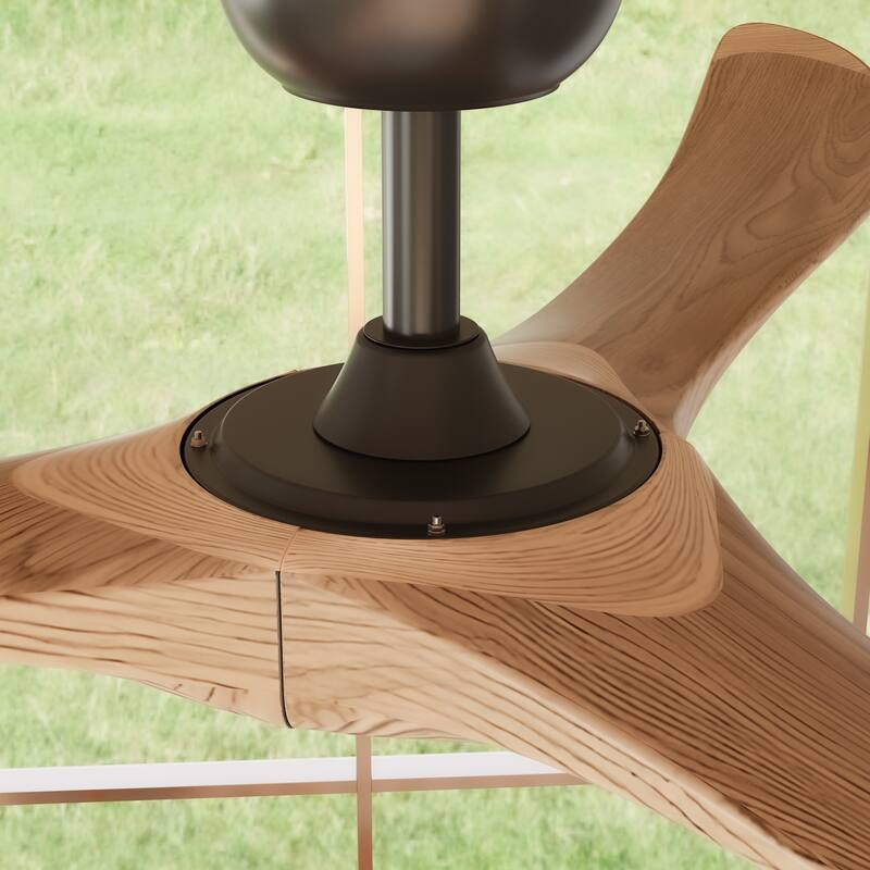 Natural Wood Ceiling Fan with Remote,6 Speeds, Timer,Reversible,for All Seasons,Bedroom,Balcony, Study,No Light