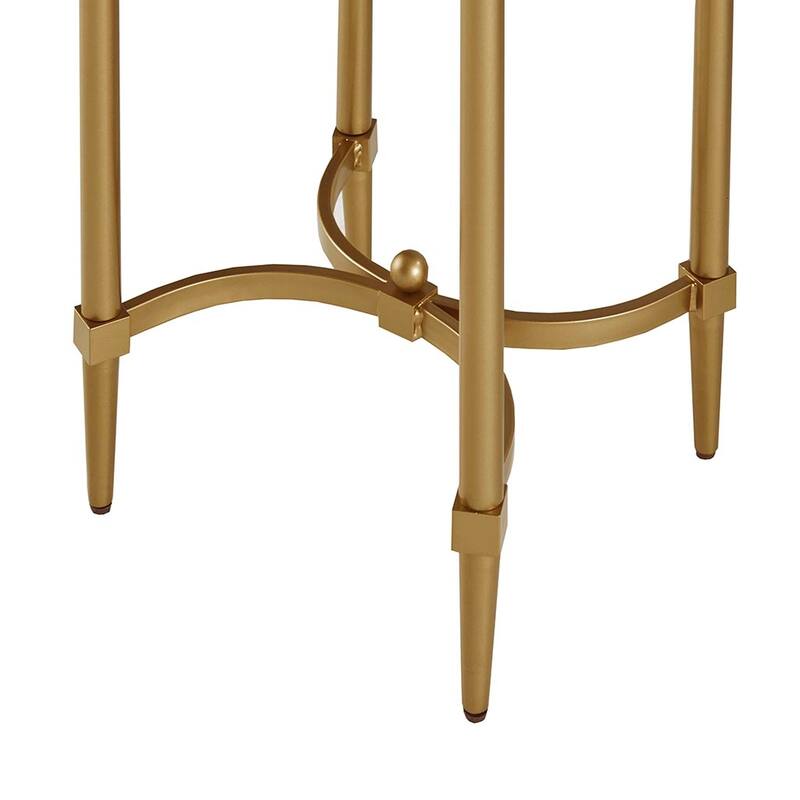 Modern Metal Frame End table with 4 Legs and White Marble Top