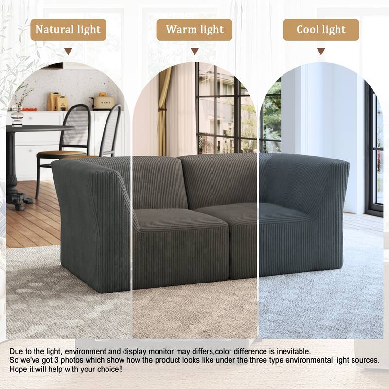 Modern Corduroy Fabric Loveseats Sofa Sectional Sofa