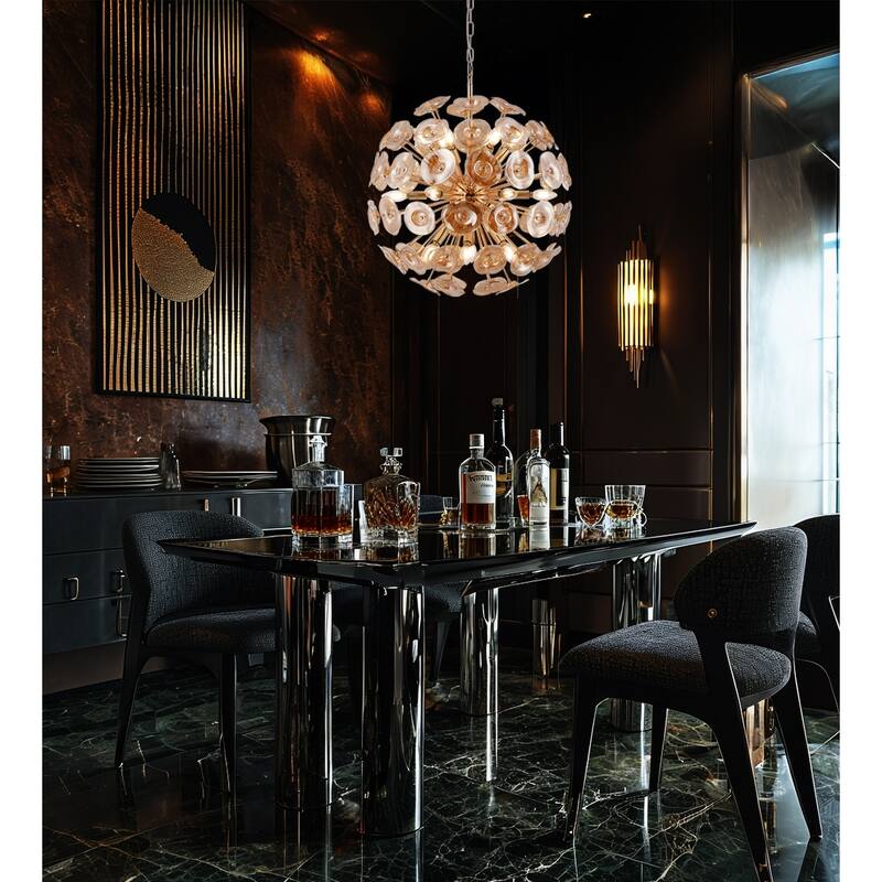 18-Light 24" Wide Elegant Stamen Disco Sputnik Gold Chandelier