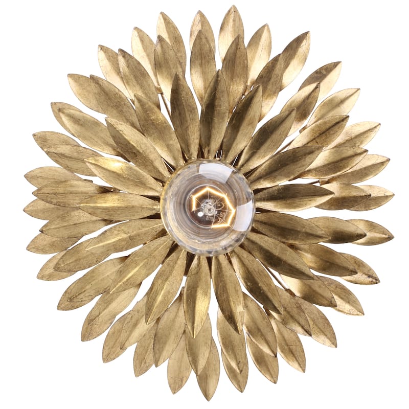 Broche 1 Light Antique Gold Ceiling Mount - 11'' W x 11'' H x 3.5'' D