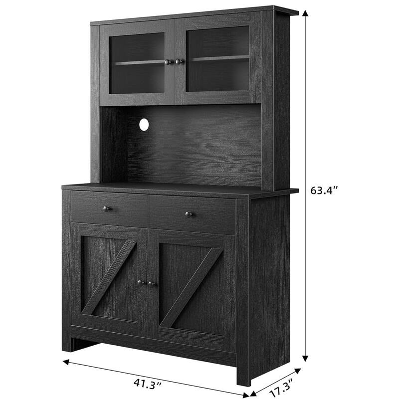 Kitchen Pantry Storage Cabinet, Freestanding Hutch Cabinet with Buffet Cupboard, Tall Storage Cabinets