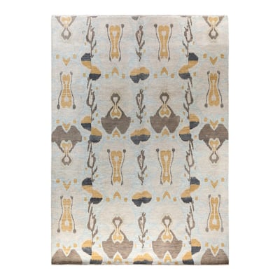 Ikat One-of-a-Kind Handmade Area Rug, Gray - 9' 2" x 12' 4"