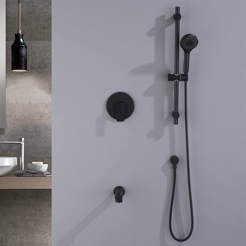 Wall-Mounted Tub and Shower Faucet Set with 3-Function Handheld Shower And Adjustable Slide Bar